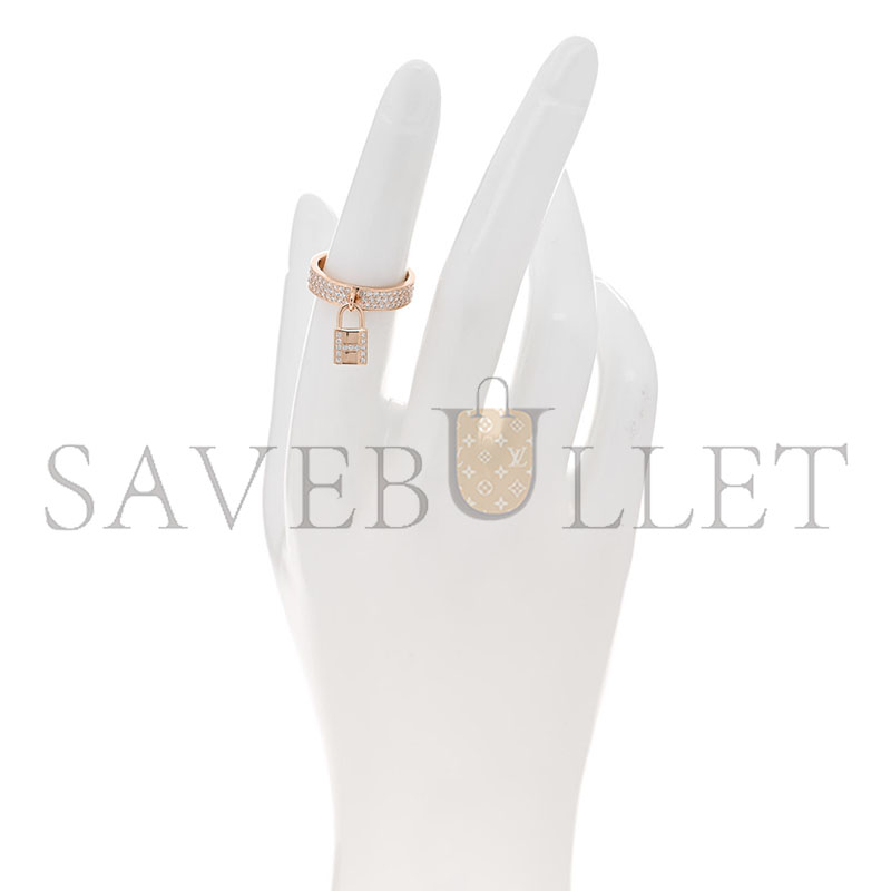 HERMÈS 8K ROSE GOLD DIAMOND MM KELLY CLOCHETTE RING 